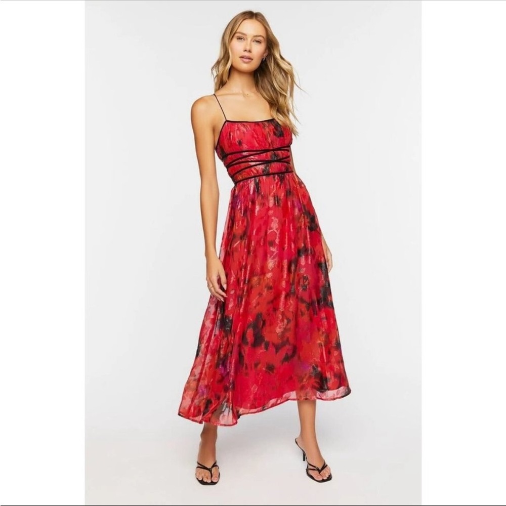 Floral Crisscross Cami Midi Dress
